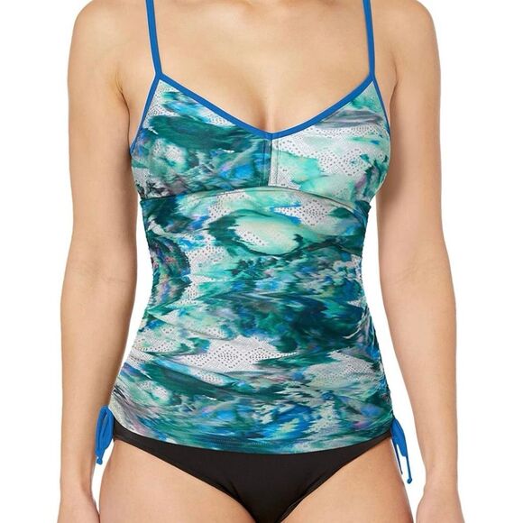 PrAna Small Blue Green Tankini Bikini Top - Picture 1 of 7